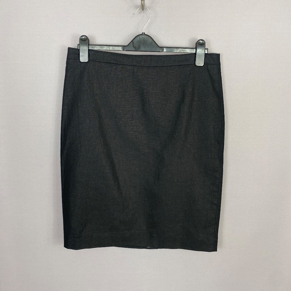 J.Crew Womens Solid Midi Pencil Skirt In Black Size 4 Linen Cotton - Picture 4 of 10